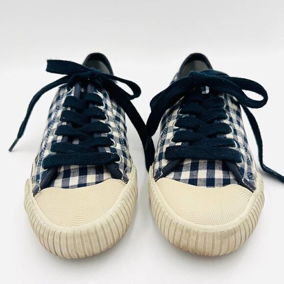Tory Burch Canvas Printed Blue White Sneakers Size 7.5 - Picture 4 of 8